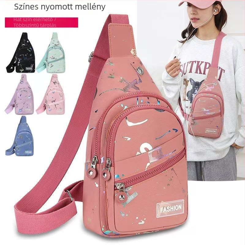 Crossbody Mini táska, utcai stílus, Oxford anyag, zárás cipzárral, belső cipzáras zseb