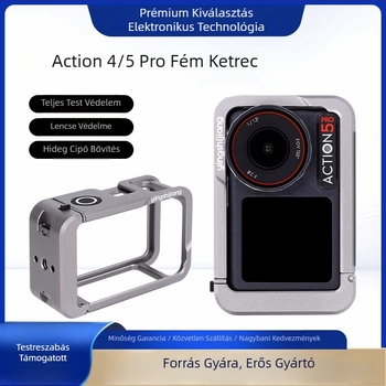Alumínium ötvözetű akciókamerás ketrec DJI Action4/5 Pro - Shadow Craftsman, gyors felszerelés, vízszintes és függőleges felvételek