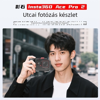 Insta360 Ace Pro2 kamera ketrec anti-drop tokkal és záró fogantyúval | Anyag: alumíniumötvözet + szilikon | Modell: Ace03