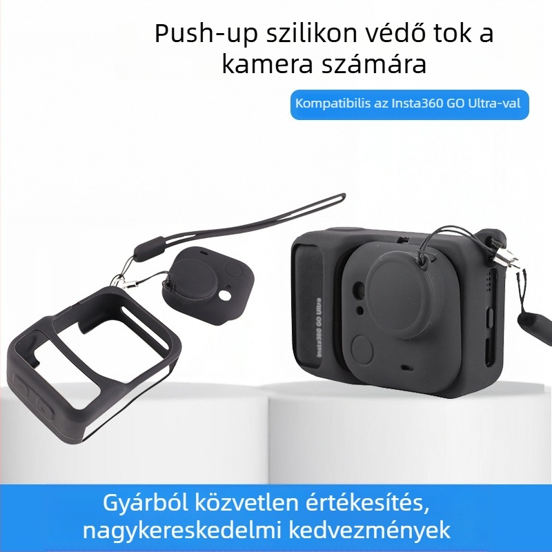 Insta360 GO Ultra szilikon védőtok – modell Shadow stone insta360go ultra; márka Zhanpeng; anyag: szilikon; logónyomtatás: Igen; csomagolás: GO Ultra töltődoboz szilikontok