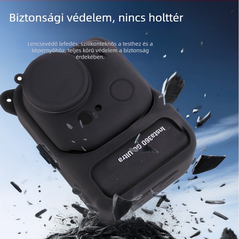 Insta360 GO Ultra szilikon védőtok – modell Shadow stone insta360go ultra; márka Zhanpeng; anyag: szilikon; logónyomtatás: Igen; csomagolás: GO Ultra töltődoboz szilikontok