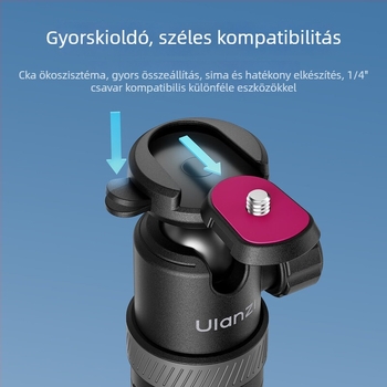Ulanzi TT24 selfie bot felnyíló kialítással és gyorskioldó fejjel, alumínium ötvözetű tripod DSLR/Mirrorless/Gimbal kamerákhoz