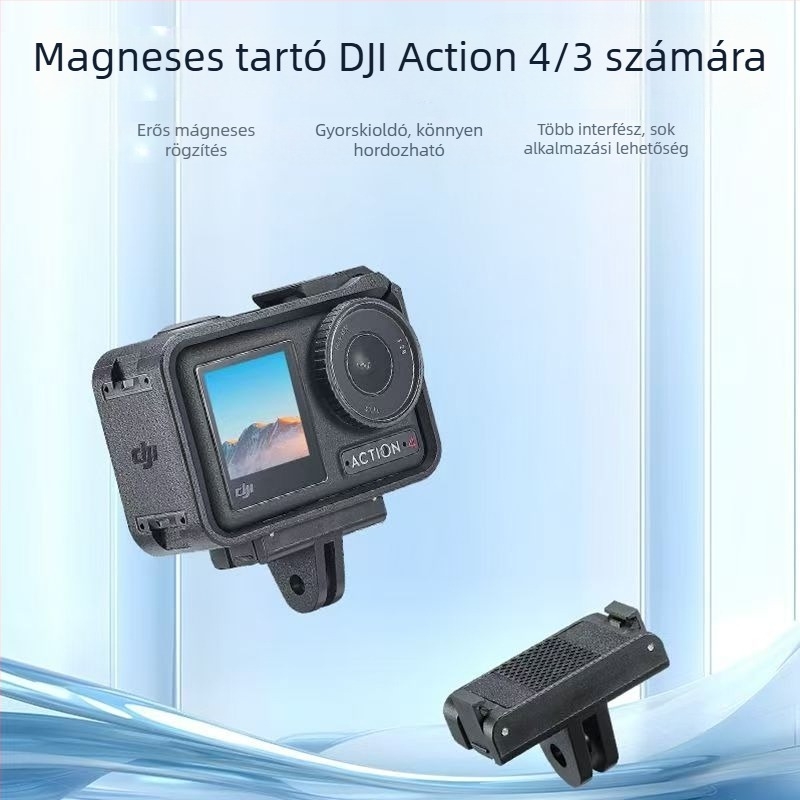 Mágneses gyorskioldó alap, kétcsapos adapter Osmo360-hoz, kompatibilis Action4/5Pro/3/360, anyag ABS+alumíniumötvözet