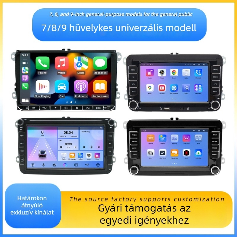 VW univerzális autó navigációs rendszer nagy kijelzővel, tolató kamera és DVD navigáció a középkonzolon