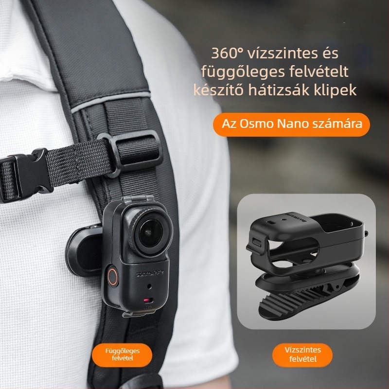 Osmo Nano forgó hátizsák-clip sportkamera rögzítő – mini gyorskioldó csipesz, modell On-j062, anyag műanyag