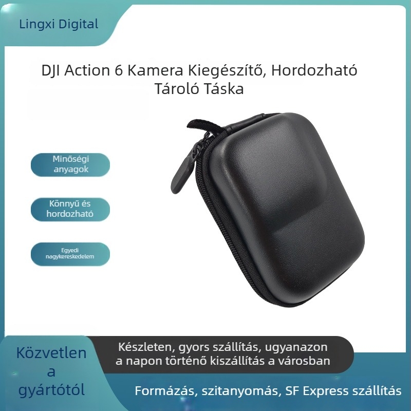 Action6 akciókamera hordtáska, EVA anyag, vízálló, ütésálló, hordozható