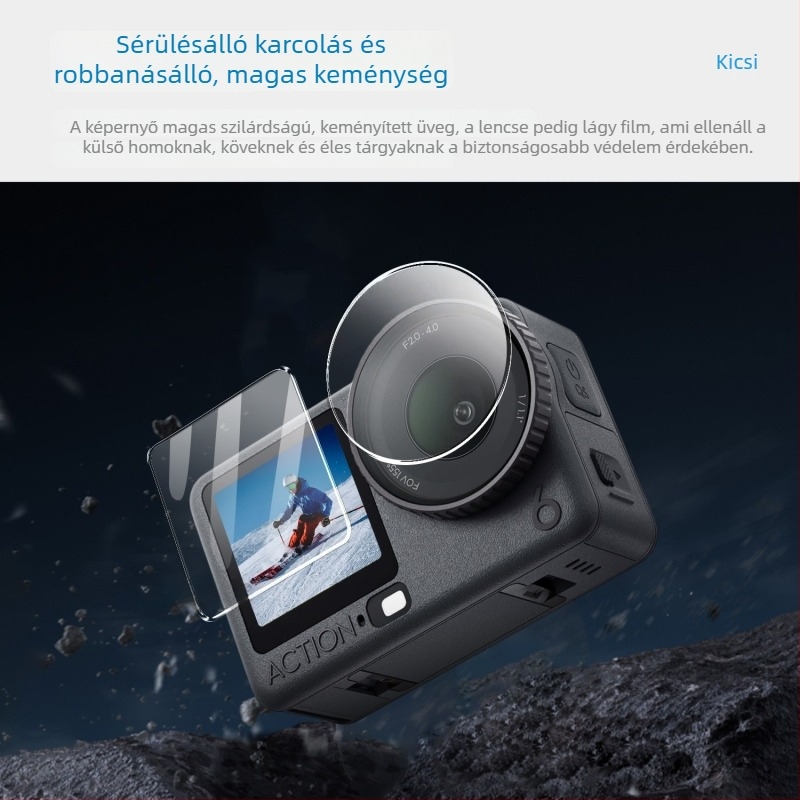 DJI Osmo Action 6 kijelzővédő készlet – Edzett üveg a front- és hátsó kijelzőhöz és a lencséhez (Action6/6Pro kompatibilis)