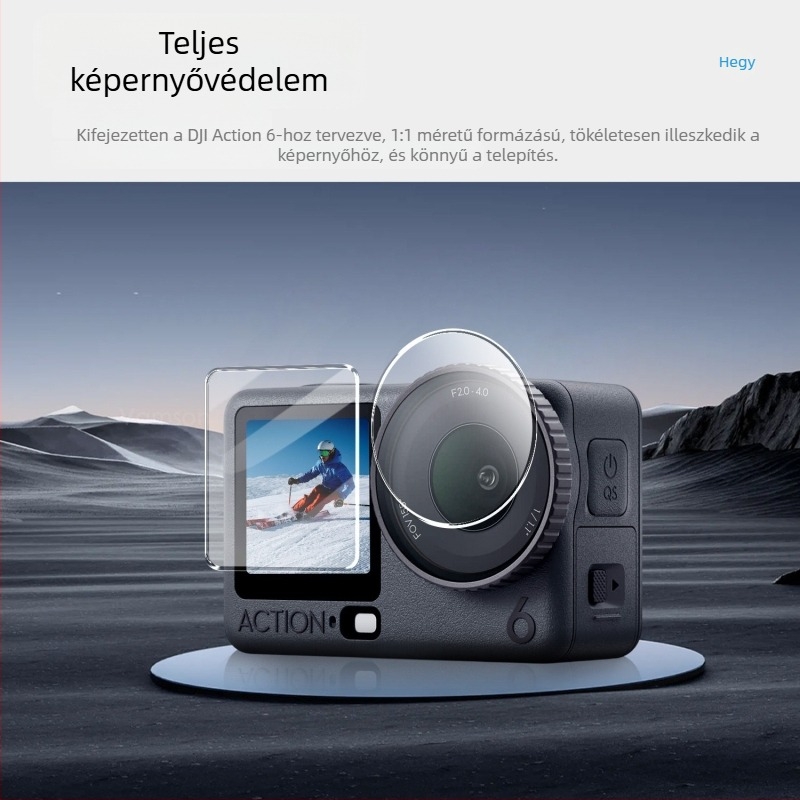 DJI Osmo Action 6 kijelzővédő készlet – Edzett üveg a front- és hátsó kijelzőhöz és a lencséhez (Action6/6Pro kompatibilis)