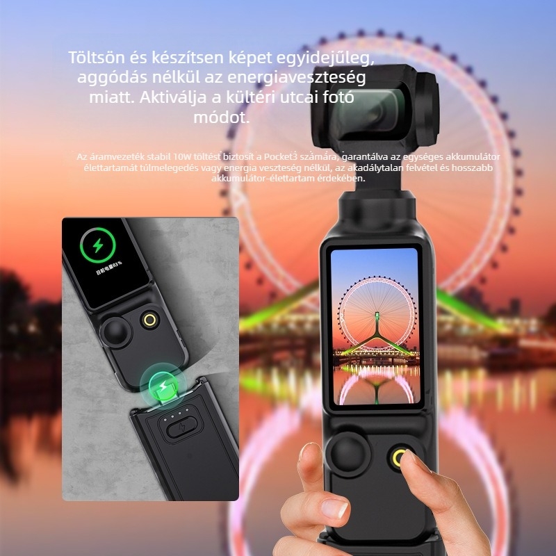 DJI Pocket3-höz készült töltőkezelő (SLF-37) – ABS/PC tűzálló burkolat és szilikon