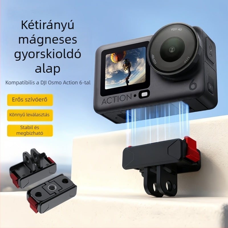 Kétirányú mágneses gyorskioldó alap DJI Action 6 és Osmo Nano számára | Dj2 | Anyag: műanyag + fém | Csomagolás: 1 db