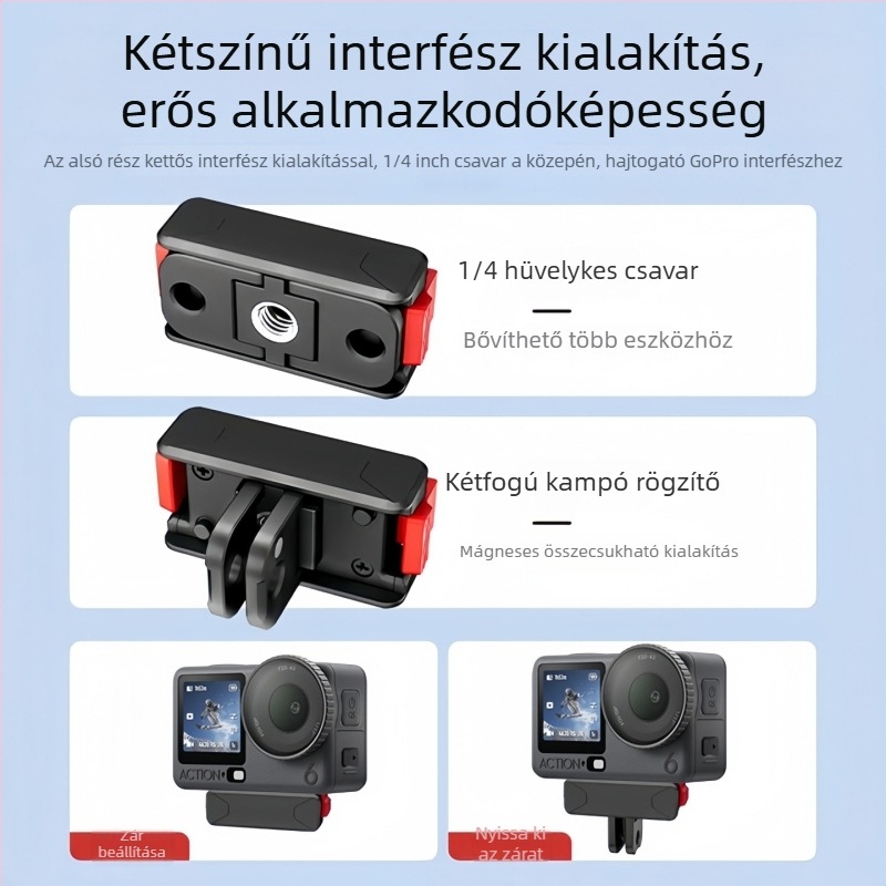 Kétirányú mágneses gyorskioldó alap DJI Action 6 és Osmo Nano számára | Dj2 | Anyag: műanyag + fém | Csomagolás: 1 db