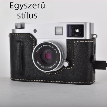 Fujifilm X-Half tükör nélküli kamera táska PU bőr aljával, ütésálló, vállpánt, plüss bélés, egy X-Half/X-HF befogad