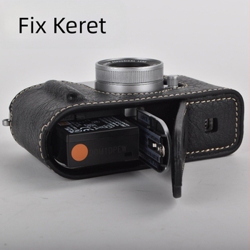 Fujifilm X-Half tükör nélküli kamera táska PU bőr aljával, ütésálló, vállpánt, plüss bélés, egy X-Half/X-HF befogad