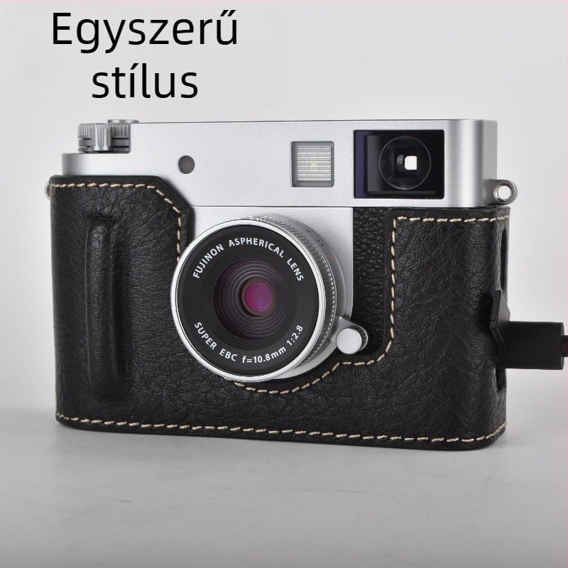 Fujifilm X-Half tükör nélküli kamera táska PU bőr aljával, ütésálló, vállpánt, plüss bélés, egy X-Half/X-HF befogad