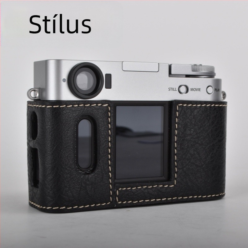 Fujifilm X-Half tükör nélküli kamera táska PU bőr aljával, ütésálló, vállpánt, plüss bélés, egy X-Half/X-HF befogad