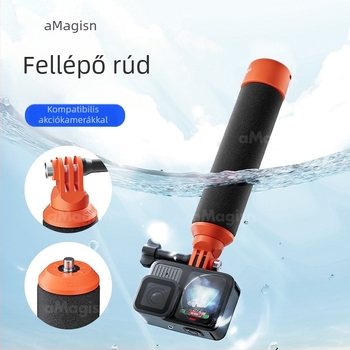 Amagisn Úszó Rúd – lebegő fogó exkamera számára, ABS + hab, kompatibil Insta360/DJI/GoPro. Tartalmazza: úszó rúd, adapter három karmokra, csavar, csuklópánt.