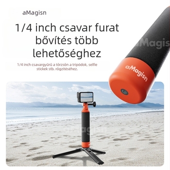 Amagisn Úszó Rúd – lebegő fogó exkamera számára, ABS + hab, kompatibil Insta360/DJI/GoPro. Tartalmazza: úszó rúd, adapter három karmokra, csavar, csuklópánt.