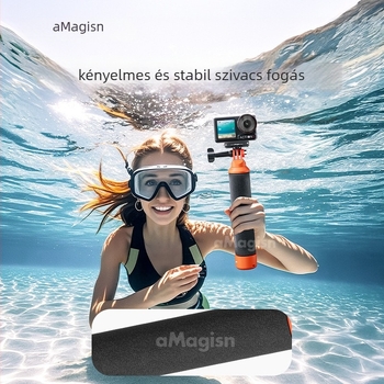 Amagisn Úszó Rúd – lebegő fogó exkamera számára, ABS + hab, kompatibil Insta360/DJI/GoPro. Tartalmazza: úszó rúd, adapter három karmokra, csavar, csuklópánt.