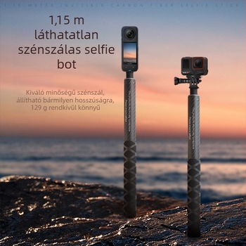 Szénszálas selfie bot kinyitható Insta360/GoPro/action kamerákhoz
