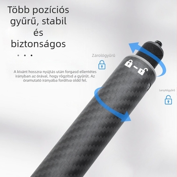 Szénszálas selfie bot kinyitható Insta360/GoPro/action kamerákhoz