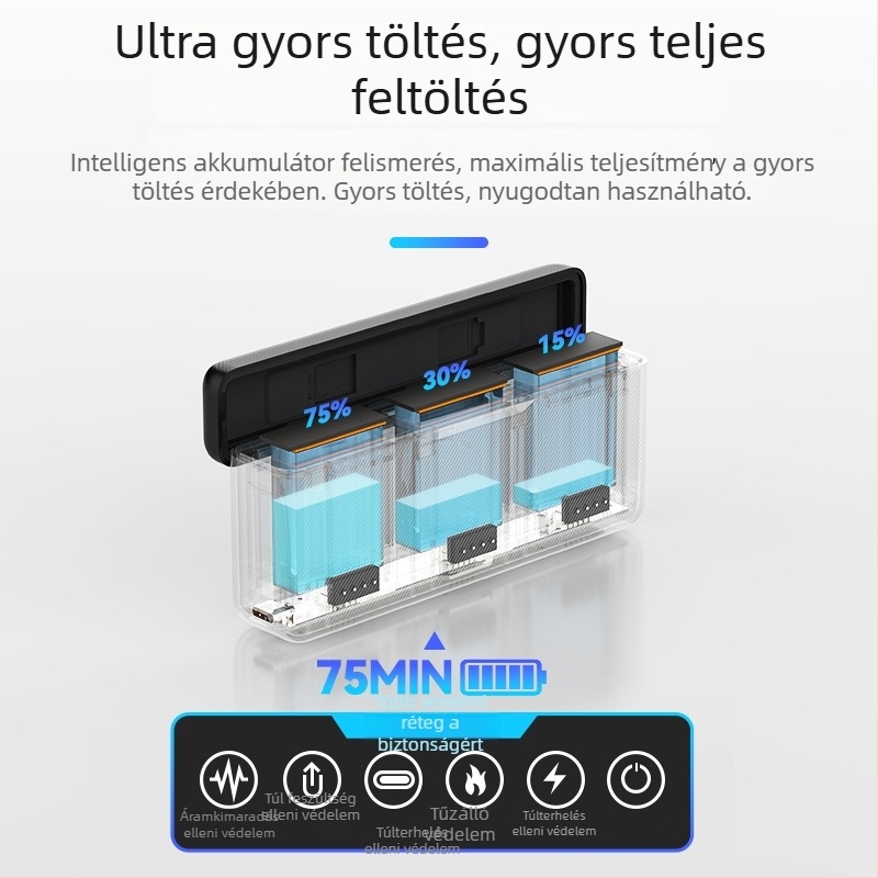 TELESIN Gyors töltődoboz DJI Action5/4/3 — Hordozható töltő, műanyag ház