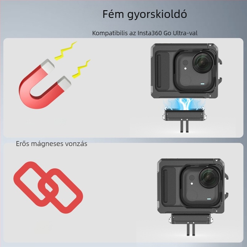 Insta360 Go3-hoz alumíniumöntvözet mágneses alap tartó 1/4 hüvelykes csavarfurattal (IN137)