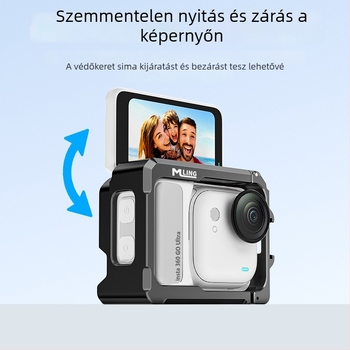 Alumíniumötvözet keretvédő burkolat az Insta360 GO Ultra számára, fém Cold Shoe-vel