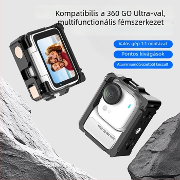 Alumíniumötvözet keretvédő burkolat az Insta360 GO Ultra számára, fém Cold Shoe-vel