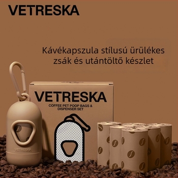 Hordozható ürülékgyűjtő kutyasétákhoz, vastagított kávé-kapszula stílusú kialakítás, macskaürülék-zsák