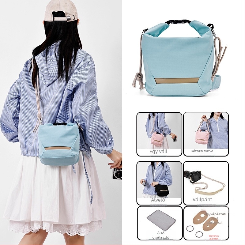 Crossbody kamera táska Fujifilm mirrorless és Canon számára – ultra könnyű nylonból készült védőtok poliészter béléssel