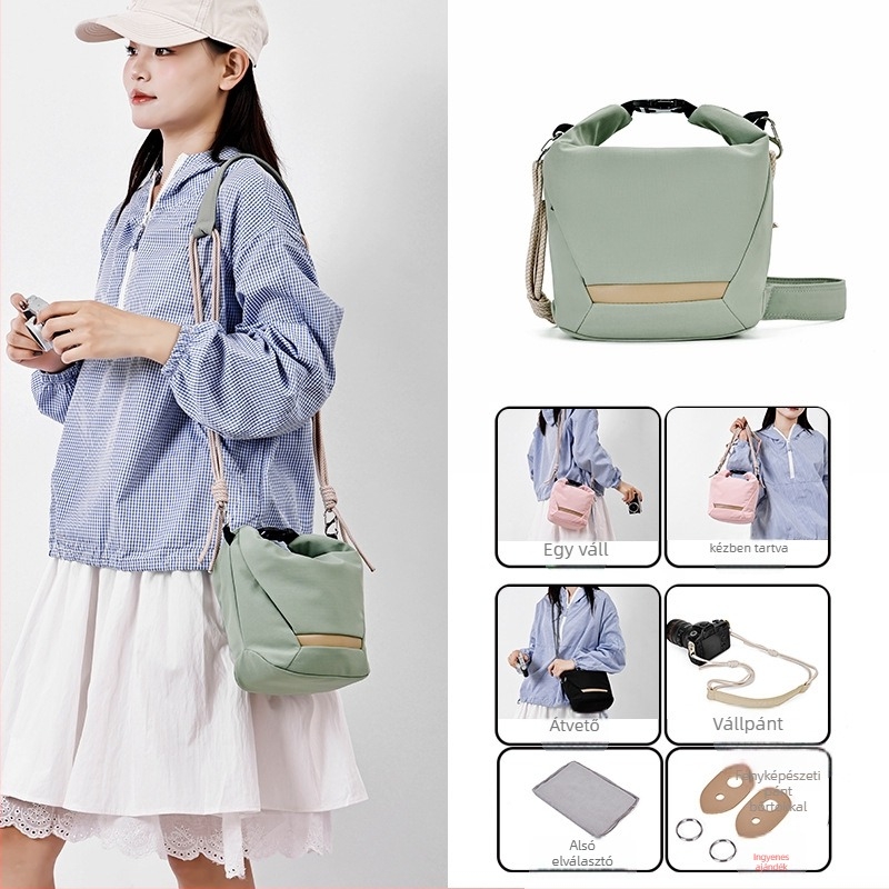 Crossbody kamera táska Fujifilm mirrorless és Canon számára – ultra könnyű nylonból készült védőtok poliészter béléssel