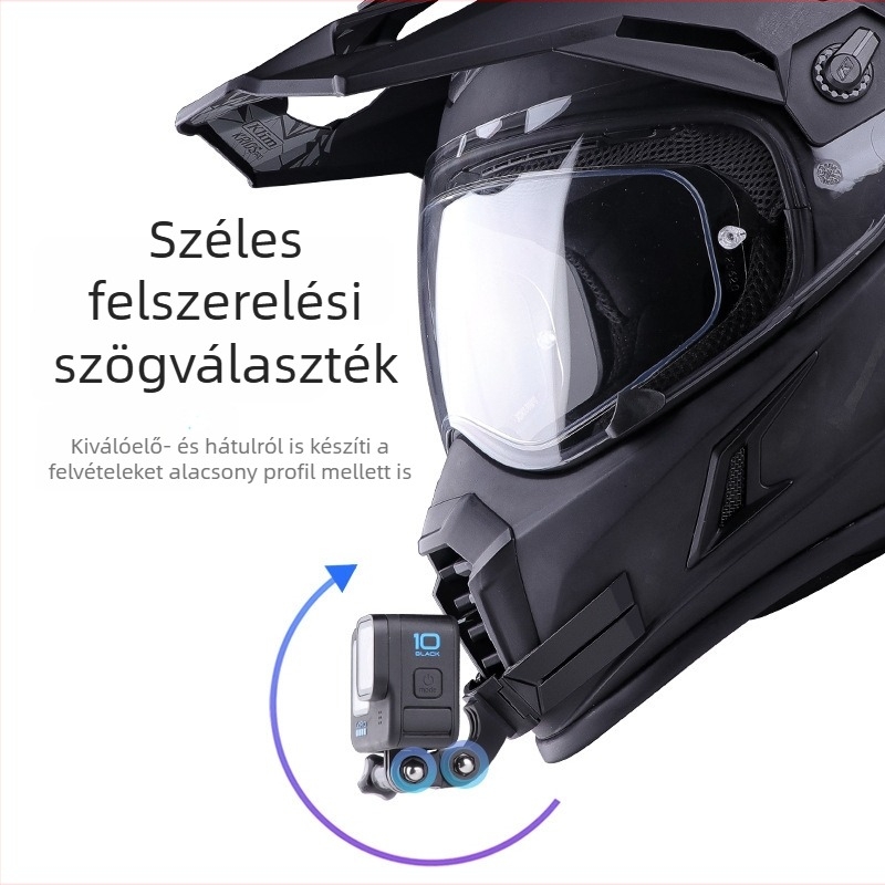 Motorkerékpár sisak állvédő tartó GoPro Hero11/10/12 és DJI Osmo Action számára – integrált sisaktartó