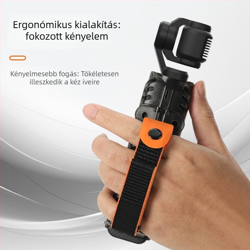 RCSTQ DJI Pocket 3 lencséjének védő tok anti-slip és anti-lost tigris pánttal, anyag: PC műanyag + borjúbőr