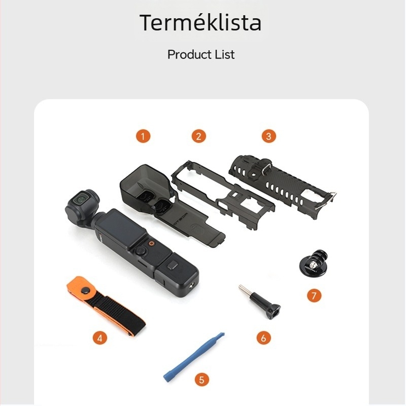 RCSTQ DJI Pocket 3 lencséjének védő tok anti-slip és anti-lost tigris pánttal, anyag: PC műanyag + borjúbőr