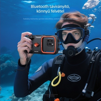 Telesintaixun mobiltelefonos búvárfotózási markolat Bluetooth vízálló burkolattal, modell P4-WTP-06, kompatibil közvetlen kijelzős telefonokkal 7 hüvelykig, anyag ABS/PC/alumínium ötvözet, vízálló 20 m-ig