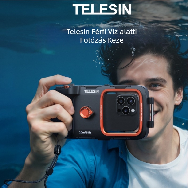 Telesintaixun mobiltelefonos búvárfotózási markolat Bluetooth vízálló burkolattal, modell P4-WTP-06, kompatibil közvetlen kijelzős telefonokkal 7 hüvelykig, anyag ABS/PC/alumínium ötvözet, vízálló 20 m-ig