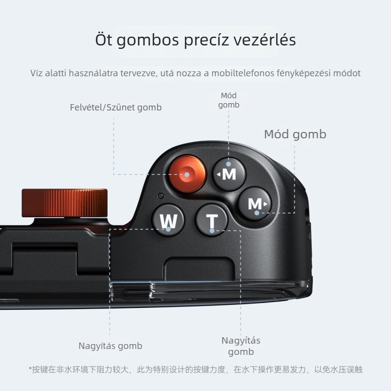 Telesintaixun mobiltelefonos búvárfotózási markolat Bluetooth vízálló burkolattal, modell P4-WTP-06, kompatibil közvetlen kijelzős telefonokkal 7 hüvelykig, anyag ABS/PC/alumínium ötvözet, vízálló 20 m-ig