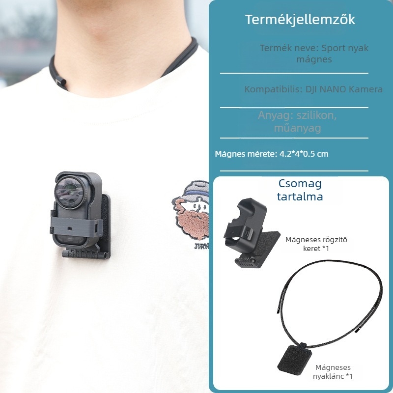 kipye Mágneses bővítő pánt DJI Nano akciókamera számára — műanyag + magnet, rejtett gyorskioldó alap