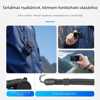 Telesin Szilikon védőtok DJI Osmo Action 6-hoz – Modell S6-ptc-11; Kompatibilis: S6-ptc-11; Anyag: Szilikon; Tartalmaz: szilikon tok és nyakpánt