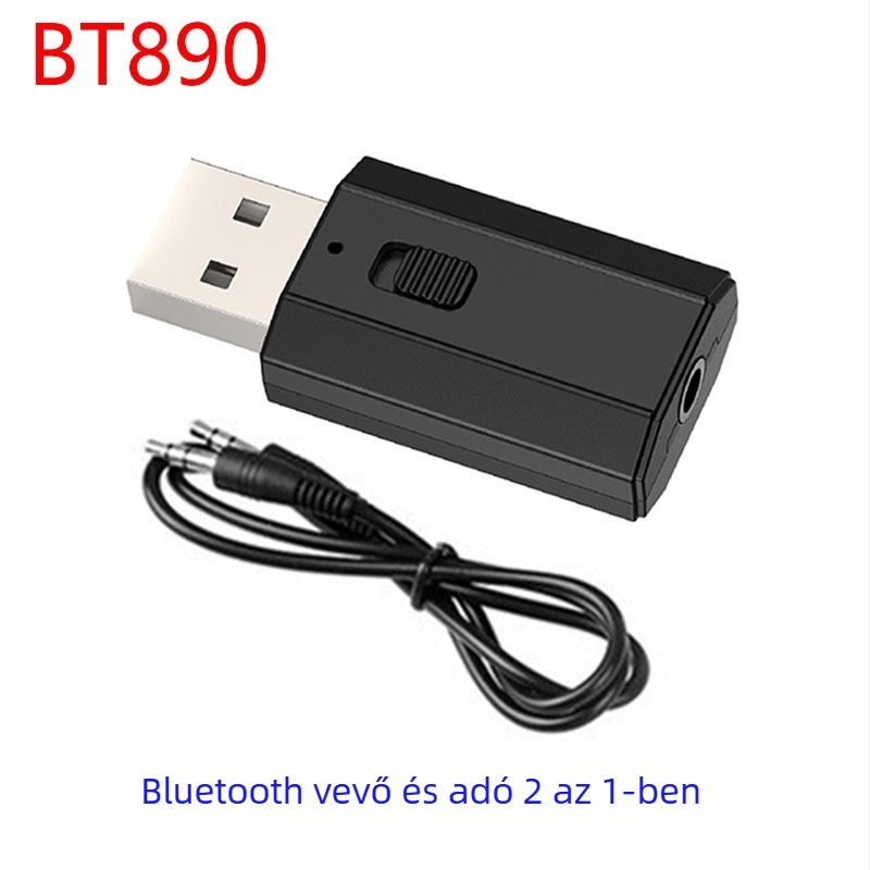 BT890 Bluetooth 5.4 audió vevő-átvivő, 2 az 1-ben, USB 2.0 Bluetooth konverter