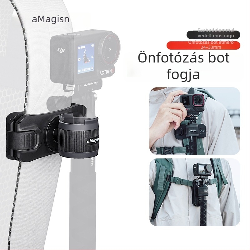 Akciókamerákhoz való selfie stick tartó – Amagisn amy, ABS+szilikon, kompatibil Insta360, DJI, GoPro
