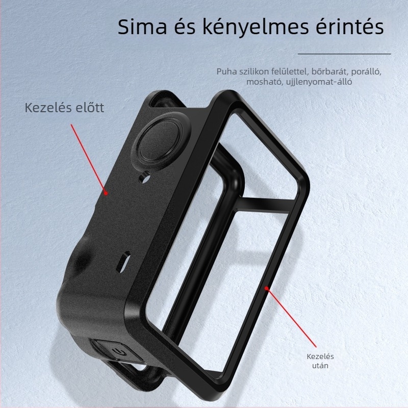 Osmo Action 6 szilikon védőtok objektívvédő sapkával és kézi pánttal – ütésálló és karcolásálló, modell OA6-GJT-CY (tartalmazza tokot, objektívvédő sapkát és kézi pántot)