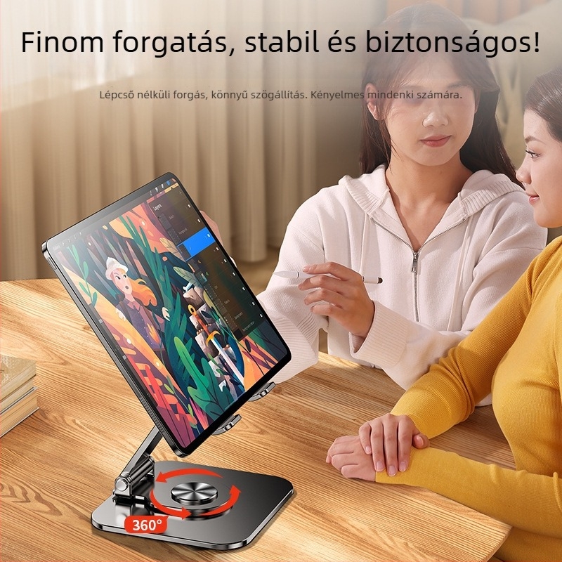 Cat-Paw stílusú tabletatartó, 360° forgó, teljes fémből készült tartó, üreges hőelvezető dizájn, 480 g