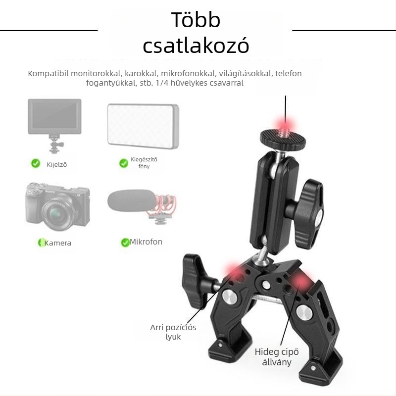 Kamera C-típusú csipesz univerzális klippel és alumíniumötvözetű mágikus kar — 1 rész, modell LST-VC3