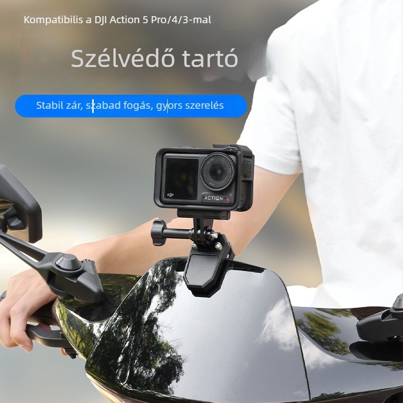 Motorkerékpár szélvédő tartó akciókamerákhoz, alumíniumötvözetből készült klipsz, DJI 360 kiegészítő
