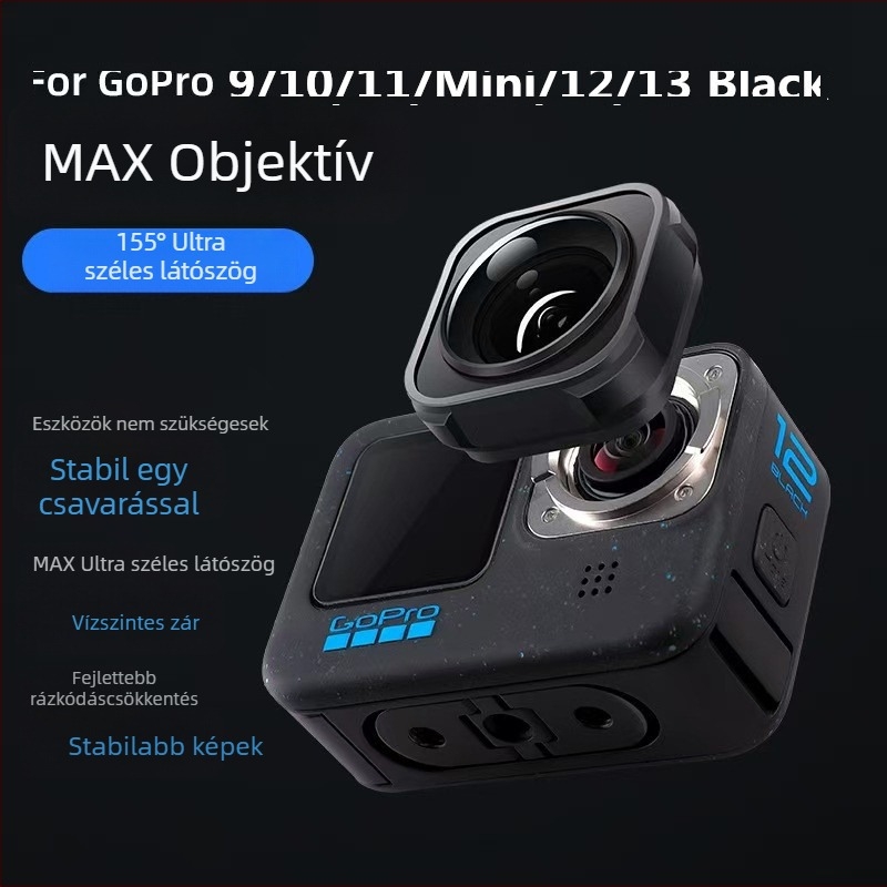 Fu Tae-Hiro Széleslátószögű lencse GoPro 9/10/11/MINI/12/13 — optikai üveg, testreszabható logó, GoPro-kompatibilis