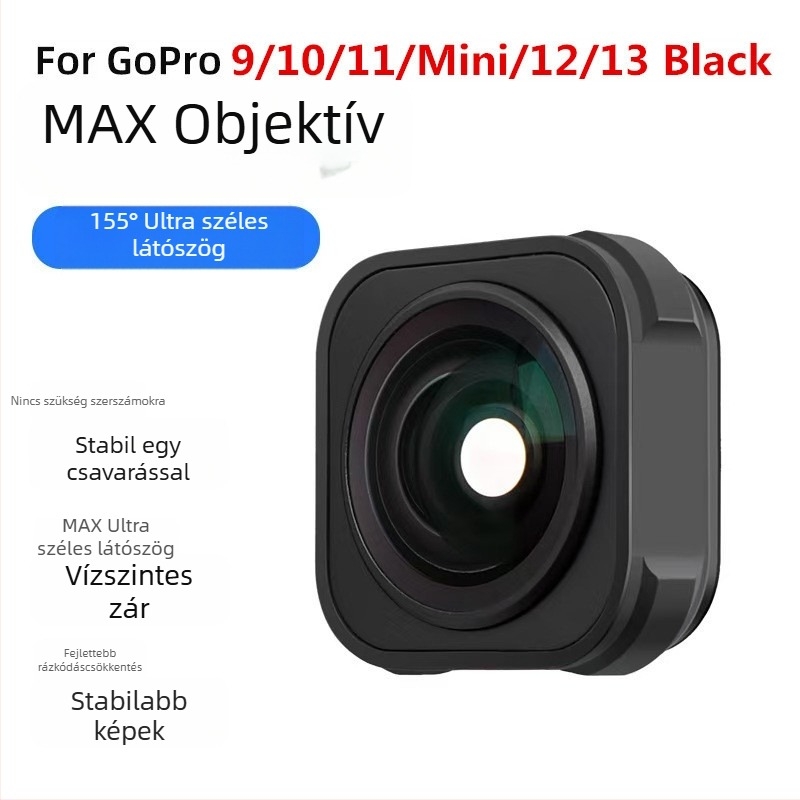 Fu Tae-Hiro Széleslátószögű lencse GoPro 9/10/11/MINI/12/13 — optikai üveg, testreszabható logó, GoPro-kompatibilis