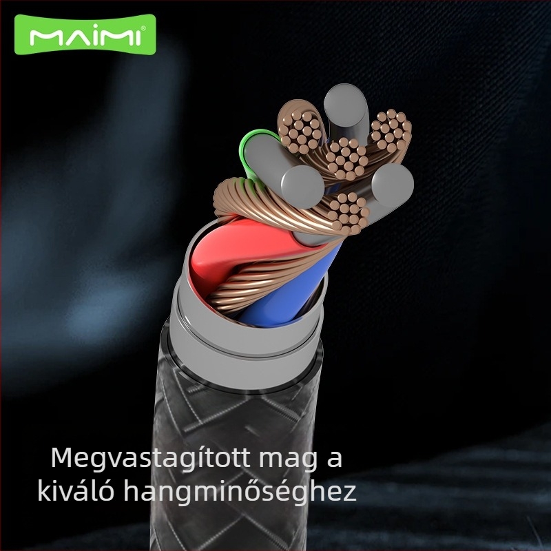 Autóhifi 3,5 mm-es bemenetű Type audio adapterkábellel, horgolt fém burkolat, aranyozott réz mag, Mcdull Maimi aux