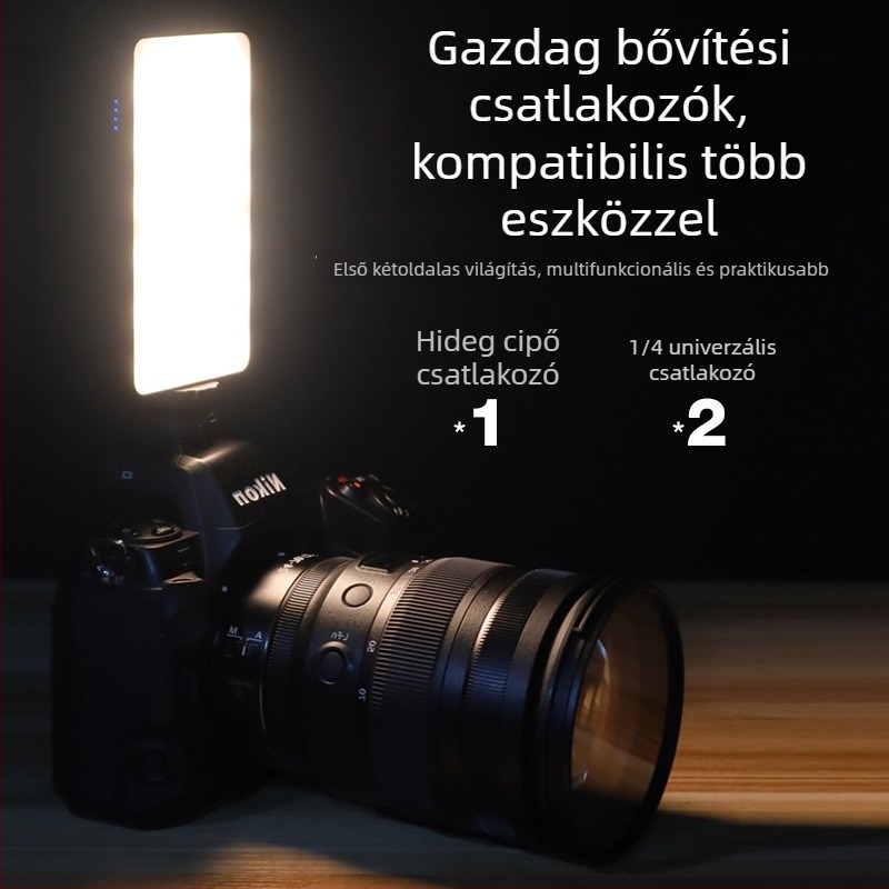 Pocket Light M21 — Hordozható fotózási kitöltő fény, 6W, 3.7V, 2500-9000K, fényerő állítható, lítium akkumulátor