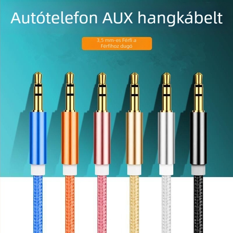 Aux audiokábel, AV vonal, aranyozott csatlakozók, optikai szál, MP3-kompatibilis